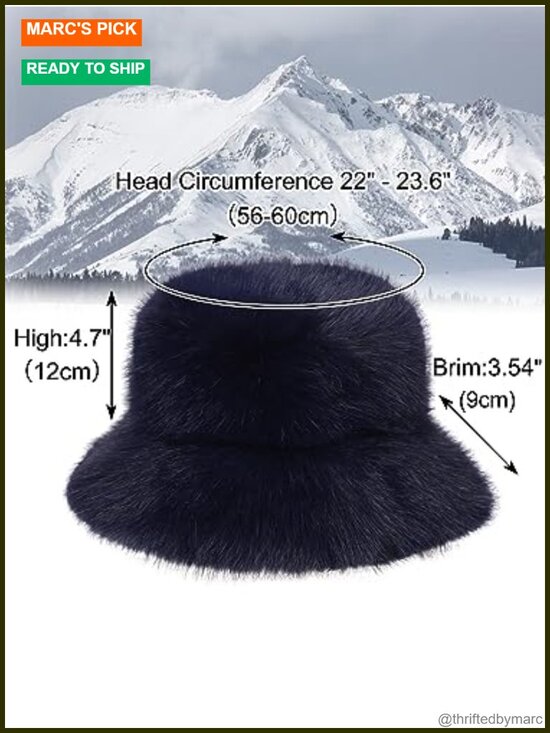 Womens Fuzzy Wide Brim Faux Fur Bucket Hat Winter Fisherman Cap main image 5